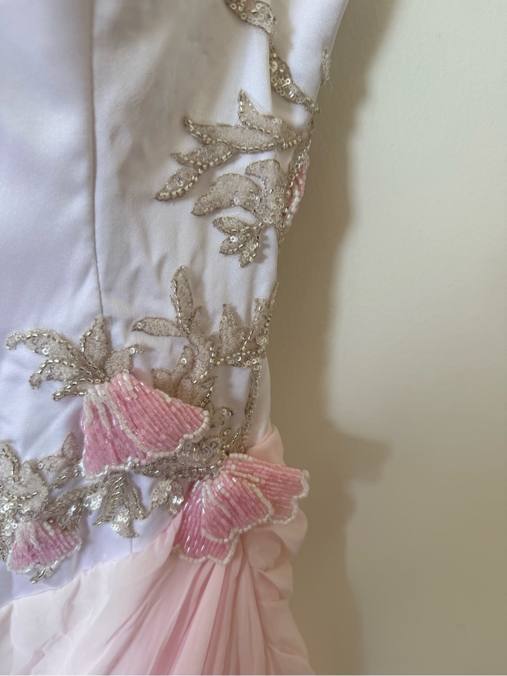 NWT GNL Couture Floral Draped Strapless Long Maxi Gown Pink/White Women’s - Picture 8 of 10